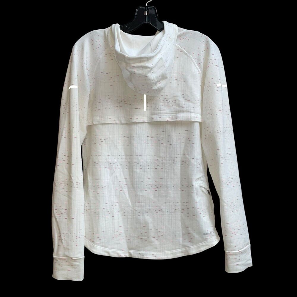 Nike Running Dri-Fit Women's M Hoodie Fitted Pink/White Athletic Sweatshirt - Picture 3 of 6